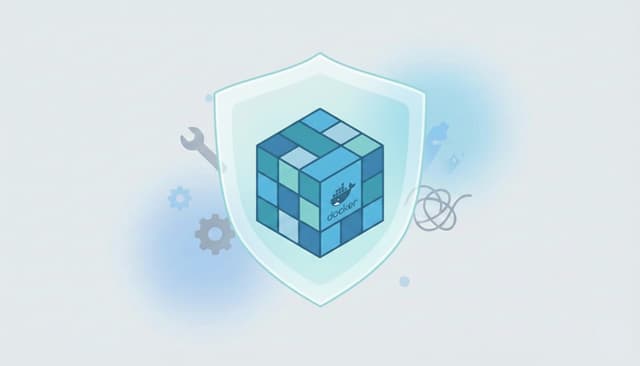 A minimalist illustration of a container wrapped in a shield, representing hardened image.